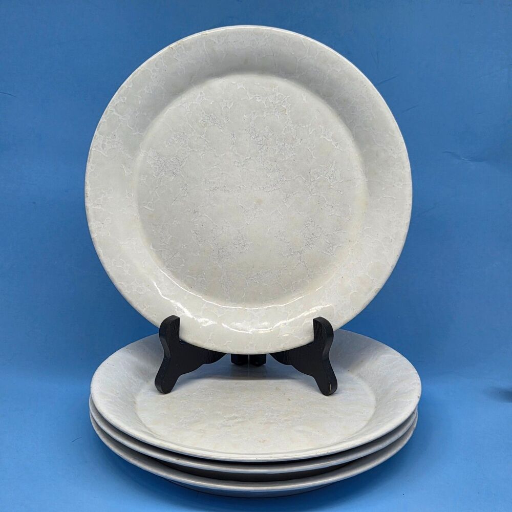 Bennington Potters White Agate 8 3/4" Plates Bundle of 4